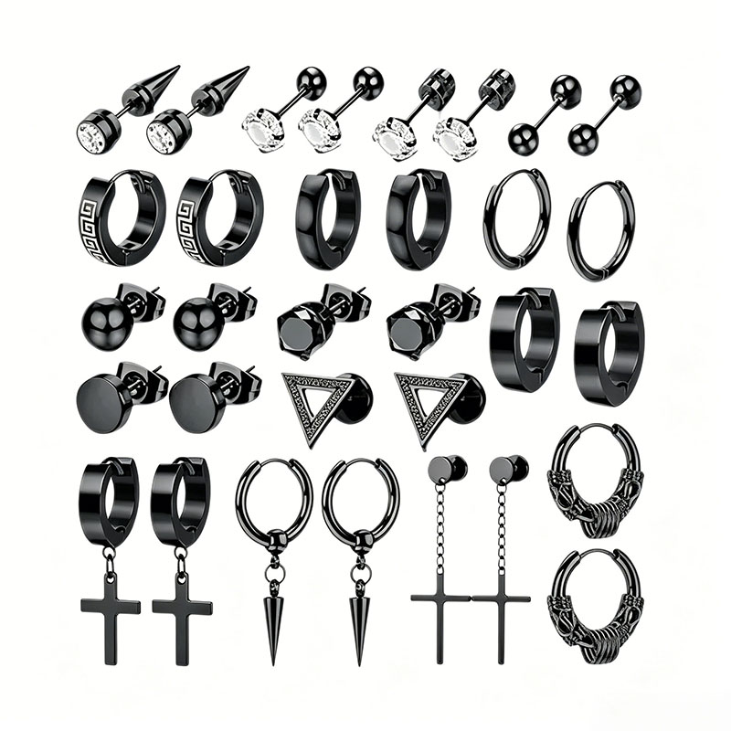 Conch Earring Hoop - ต่างหูสแตนเลสสตีลสไตล์พังก์ EVISPOL 1 คู่ สำหรับผู้ชายและผู้หญิง วินเทจ