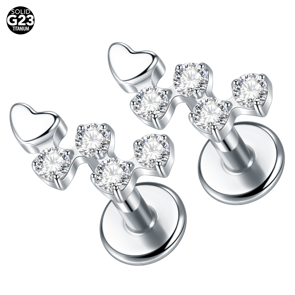 Body Jewelry Internally Threaded - 1ชิ้นต่างหูหมุดเกลียวทรงกระบอกทำจากไทเทเนียมสำหรับเจาะผู้หญิง16กรัม