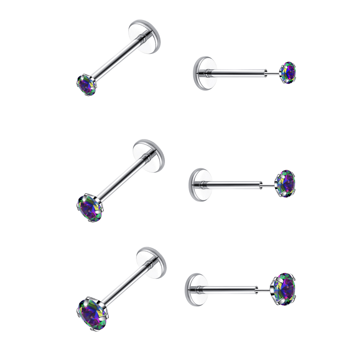 Body Jewelry Flat Back - ต่างหูแบบไม่มีเกลียวด้านหลังแบนขนาด20กรัมทำจากสเตนเลสแบบไม่ก่อให้เกิดอาการแพ้อินเอียร์เจาะหูที่กระดูกอ่อนต่างหูแบบเกลียวเจาะ