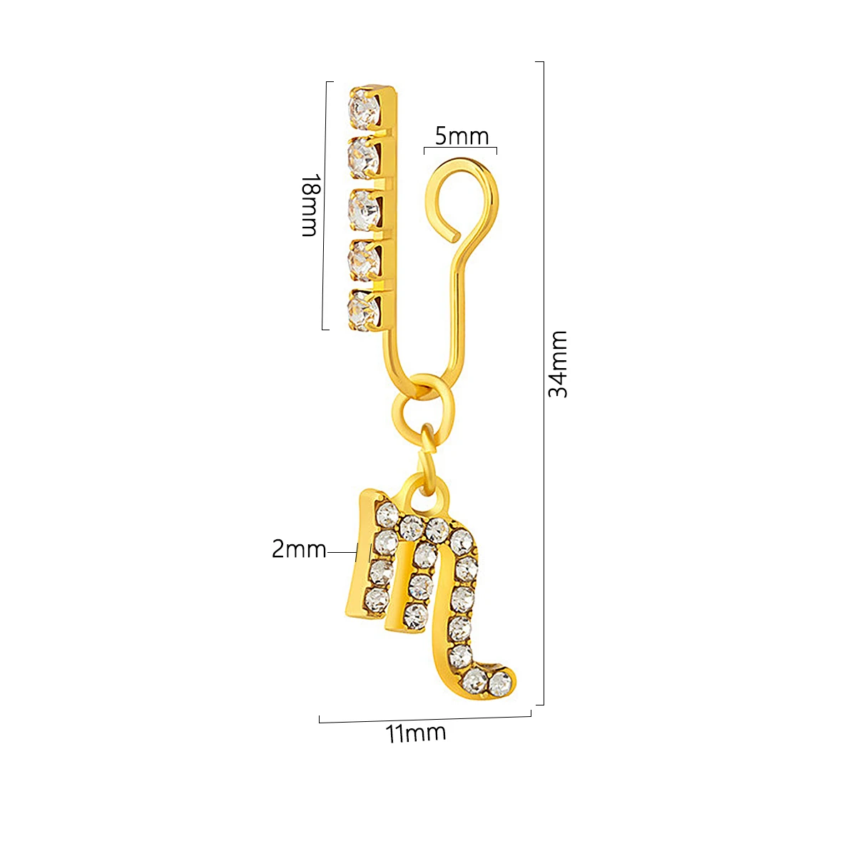 Body Jewelry And Earrings - 2แพ็คที่หนีบหูโลหะเซอร์คอน12คลิปหูจักรราศีแบบไม่เจาะรูจมูกปลอมแบบเกลียวกระดูกอ่อนเครื่องประดับร่างกายแบบไม่เจาะ