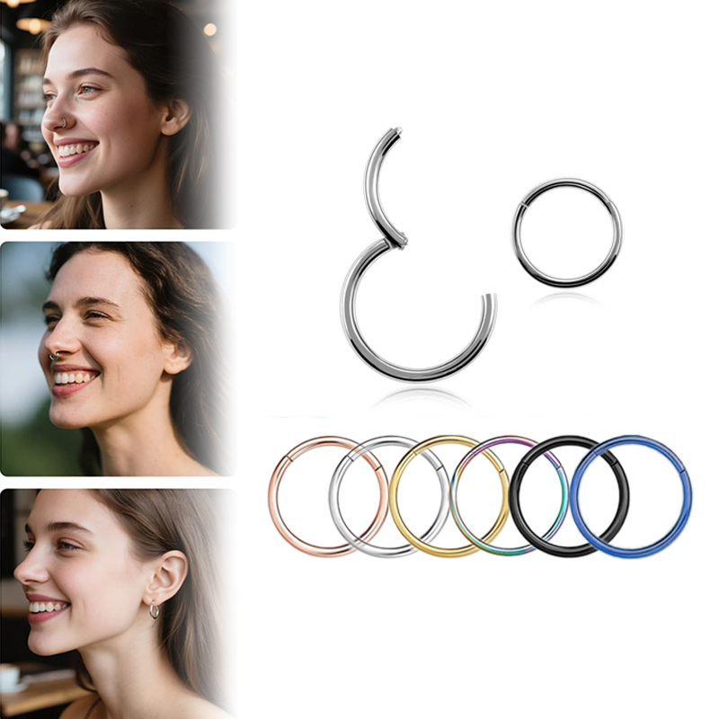 Body Jewelry And Earrings - แหวนจมูกแบบคลิกเกอร์ 16G 316L ทำจากเหล็กกล้าผ่าตัด สำหรับเจาะจมูก ซีก