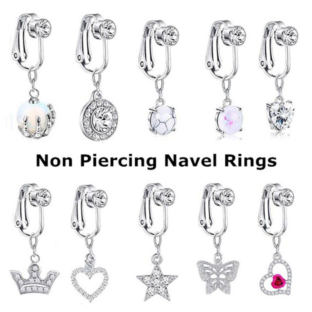 Body Jewelry And Earrings - อุปกรณ์เสริมคลิปบนต่างหูกระดูกอ่อนคลิปแหวน Faux Belly Piercing ปลอมแหวนเครื่องประดับ Navel