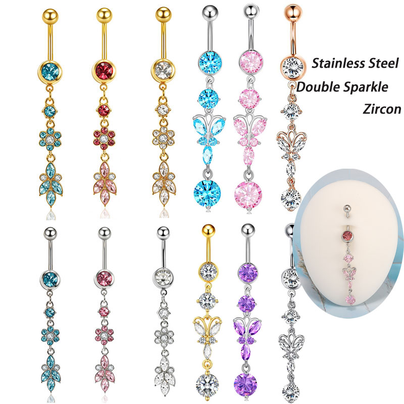 Body Jewelry Co - แหวนสะดือแบบห้อย 1 ชิ้น หลายแบบ หลายสไตล์ ทำจากสแตนเลส
