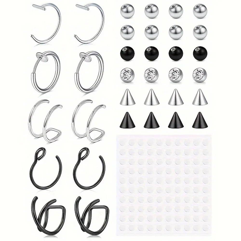 Body Jewelry And Earrings - เครื่องประดับเจาะปลอม แหวนเจาะปากปลอม แหวนเจาะจมูกปลอม ห่วงเจาะปลอม แหวนเจาะลายกัดงูปลอม แหวนเจาะคิ้วปลอม