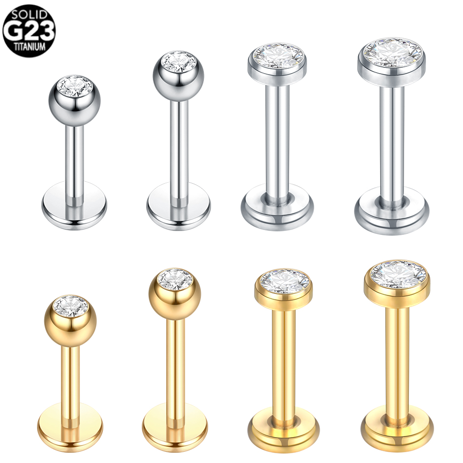 Body Jewelry Internally Threaded - จิวเวอร์ริ่งเจาะริมฝีปากทำจากไทเทเนียมขนาด16ก. 14ก. เจาะรูจมูกเกลียวเจาะกระดูกอ่อนสำหรับผู้หญิง G23