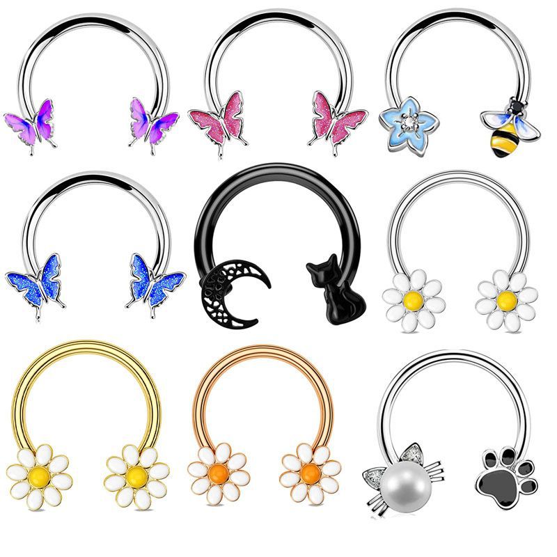 Body Jewelry And Earrings - แหวนเจาะจมูก 16G แบบวงแหวน ทำจากเหล็กกล้าผ่าตัด ใช้ได้กับการเจาะกระดูกอ่อน หู