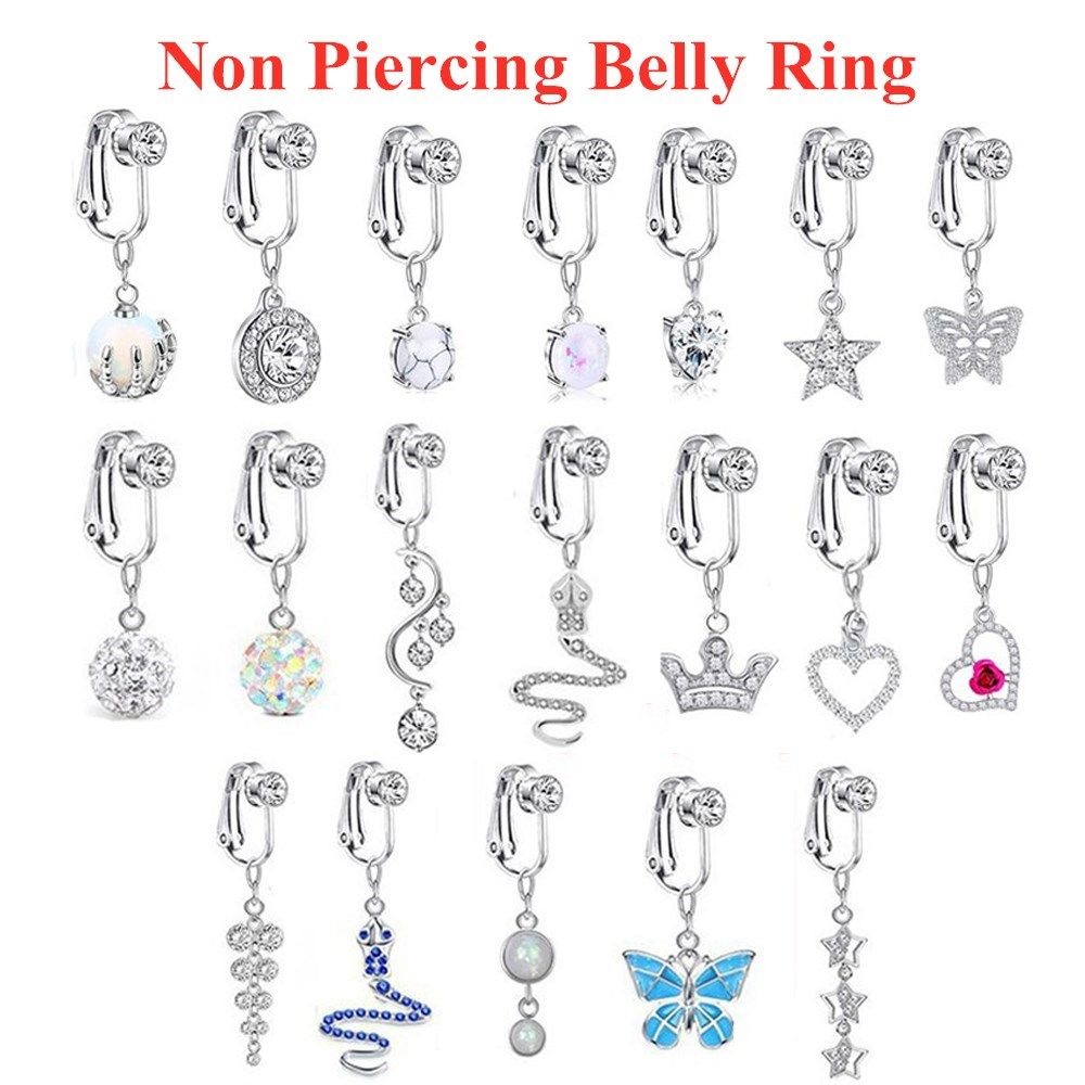 Body Jewelry And Earrings - เครื่องประดับชายหาด ต่างหูหนีบแบบไม่เจาะ ต่างหูหนีบกระดูกอ่อน ต่างหูปลอมเจาะสะดือ แหวนสะดือปลอม เครื่องประดับร่างกาย