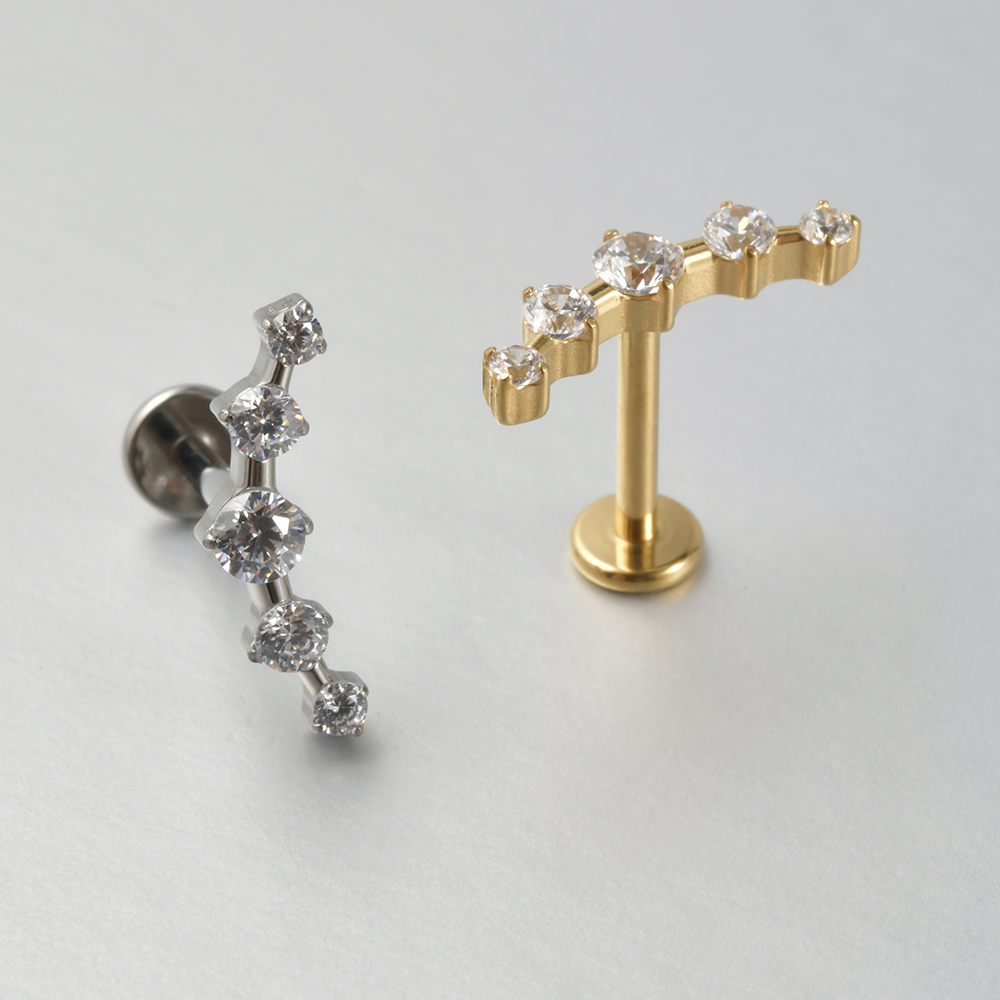 1PC ไทเทเนียม Lip Studs ด้ายภา - Body Jewelry Internally Threaded บทวิจารณ์และราคา