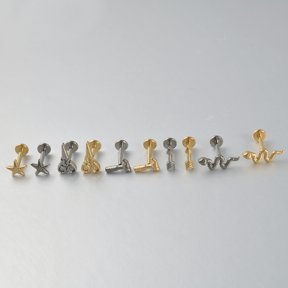 1PC ไทเทเนียม Lip Studs ด้ายภา - Body Jewelry Internally Threaded บทวิจารณ์และราคา