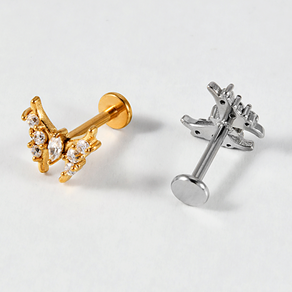 1PC สแตนเลสสตีล Lip Studs ด้าย - Body Jewelry Internally Threaded บทวิจารณ์และราคา
