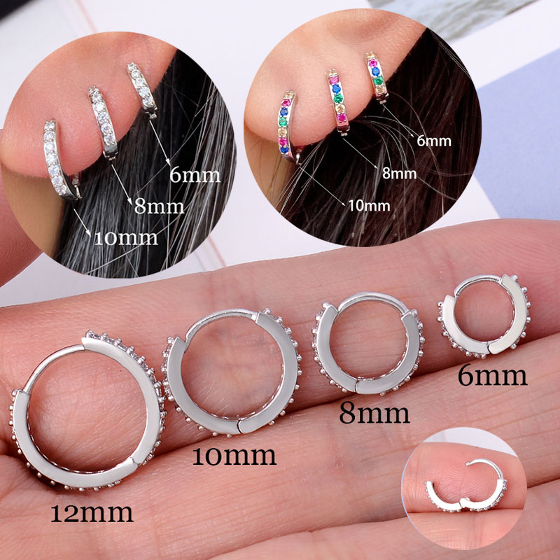Rainbow CZ Huggies Hoop ต่างหู - Conch Earring Hoop บทวิจารณ์และราคา