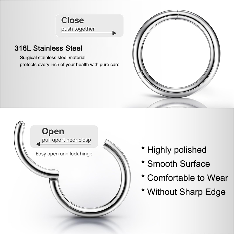 แหวนจมูกแบบคลิกเกอร์ 16G 316L  - Body Jewelry And Earrings บทวิจารณ์และราคา