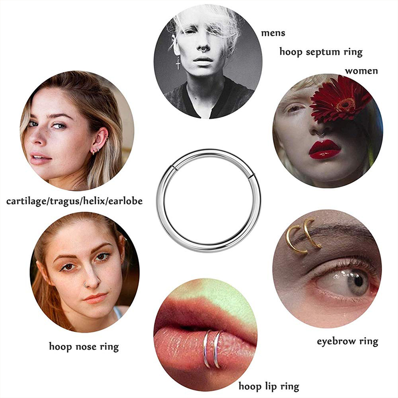 แหวนจมูกแบบคลิกเกอร์ 16G 316L  - Body Jewelry And Earrings บทวิจารณ์และราคา