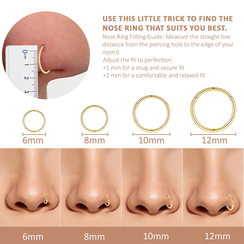 แหวนจมูกแบบคลิกเกอร์ 16G 316L  - Body Jewelry And Earrings บทวิจารณ์และราคา
