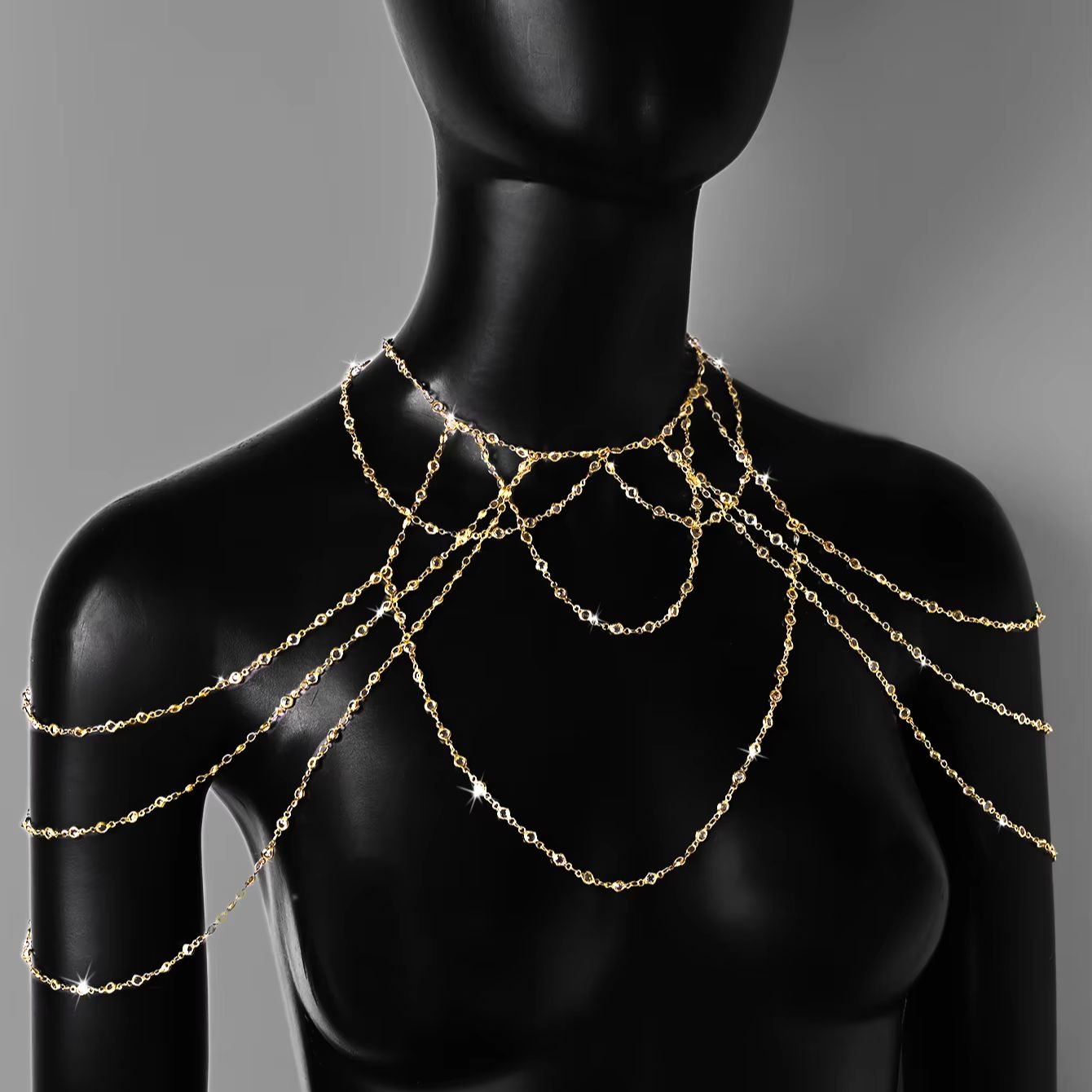สร้อยคอประดับคริสตัลชุบทองคำขา - Body Jewelry Gold Plated บทวิจารณ์และราคา
