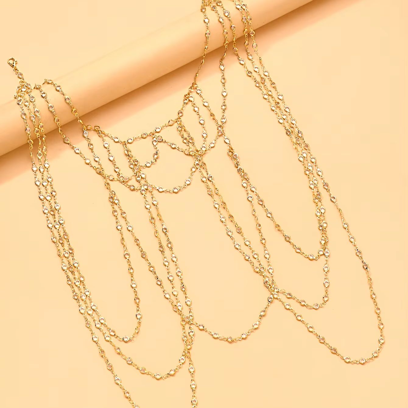 สร้อยคอประดับคริสตัลชุบทองคำขา - Body Jewelry Gold Plated บทวิจารณ์และราคา