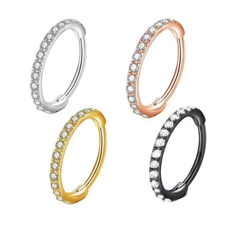 แหวนจมูกใส 16G ประดับเพชร CZ ว - Body Jewelry And Earrings บทวิจารณ์และราคา