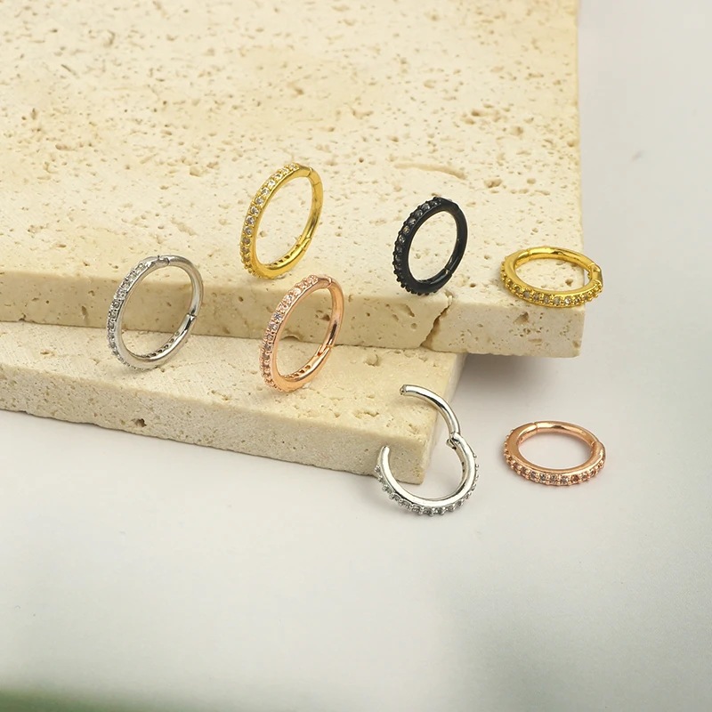 แหวนจมูกใส 16G ประดับเพชร CZ ว - Body Jewelry And Earrings บทวิจารณ์และราคา