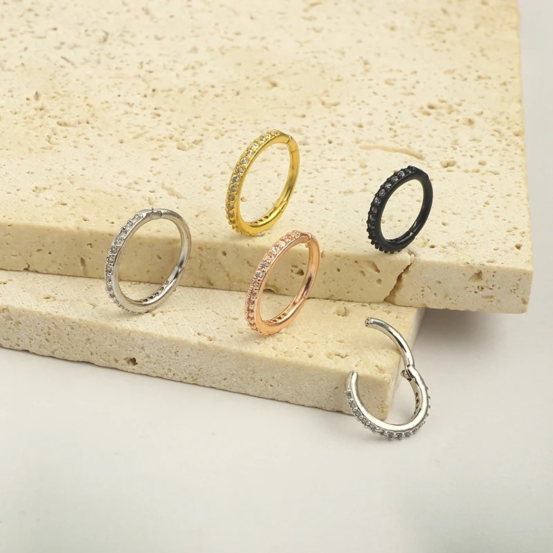 แหวนจมูกใส 16G ประดับเพชร CZ ว - Body Jewelry And Earrings บทวิจารณ์และราคา