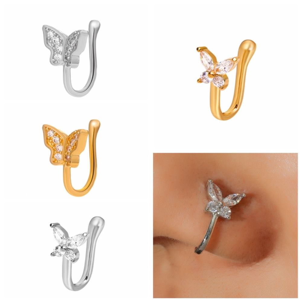 แหวนจมูกรูปผีเสื้อประดับเพชรซิ - Body Jewelry And Earrings บทวิจารณ์และราคา