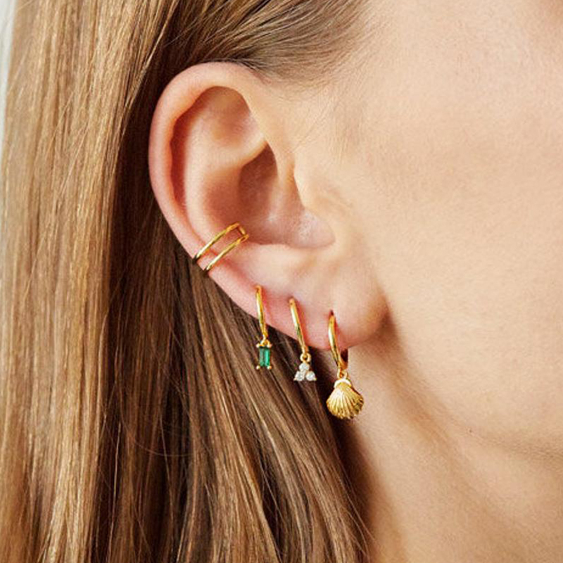 ต่างหูระย้าเปลือกหอยเข็มเงินสเ - Conch Earring Hoop บทวิจารณ์และราคา