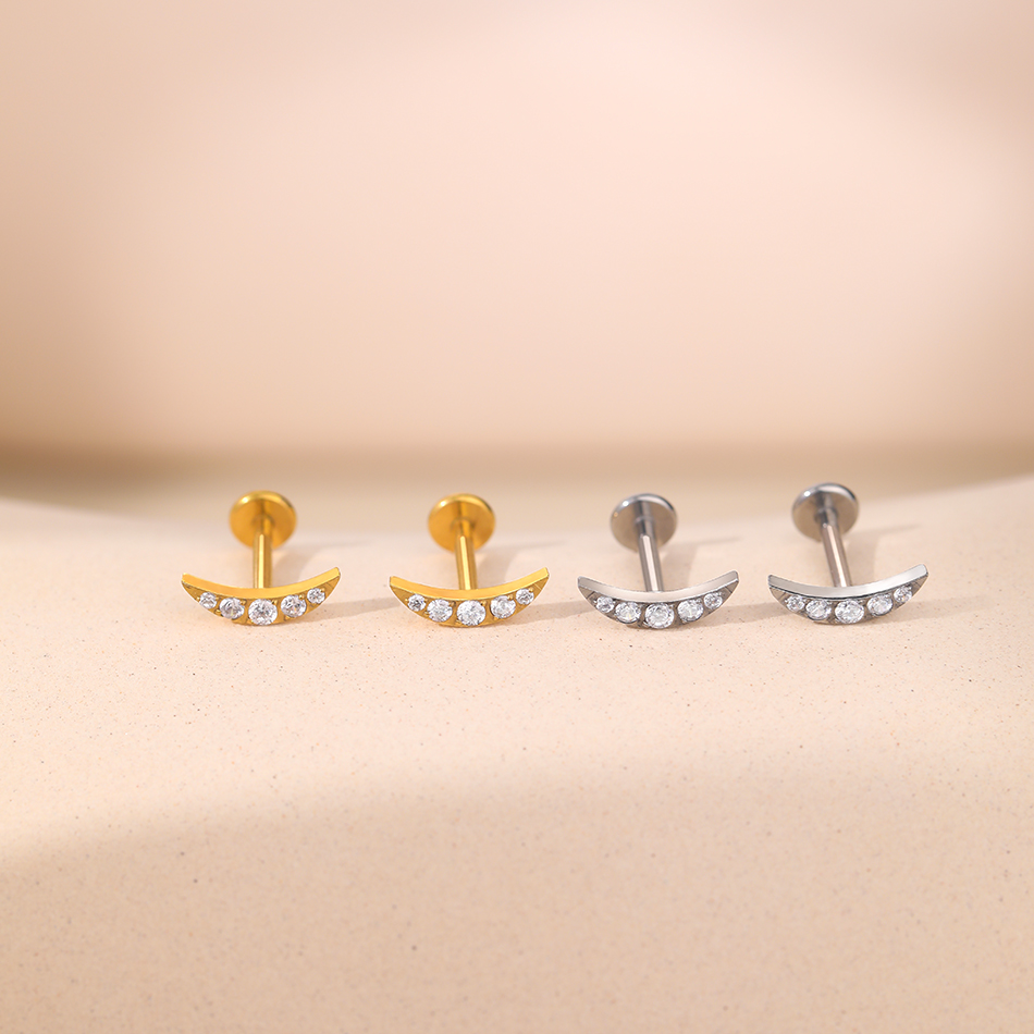 1ชิ้นต่างหูเจาะหูไทเทเนียม zir - Body Jewelry Internally Threaded บทวิจารณ์และราคา