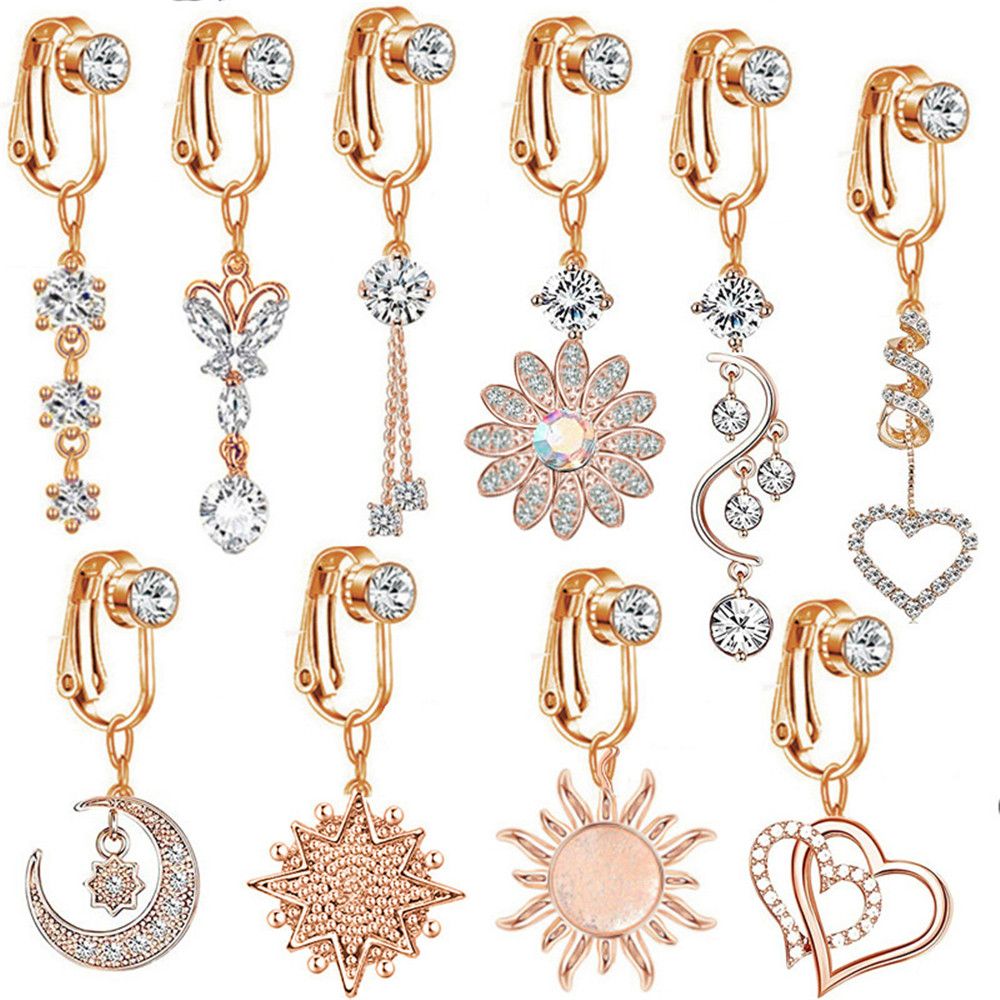 ต่างหูหนีบแบบคลิปหนีบสะดือ ต่า - Body Jewelry And Earrings บทวิจารณ์และราคา