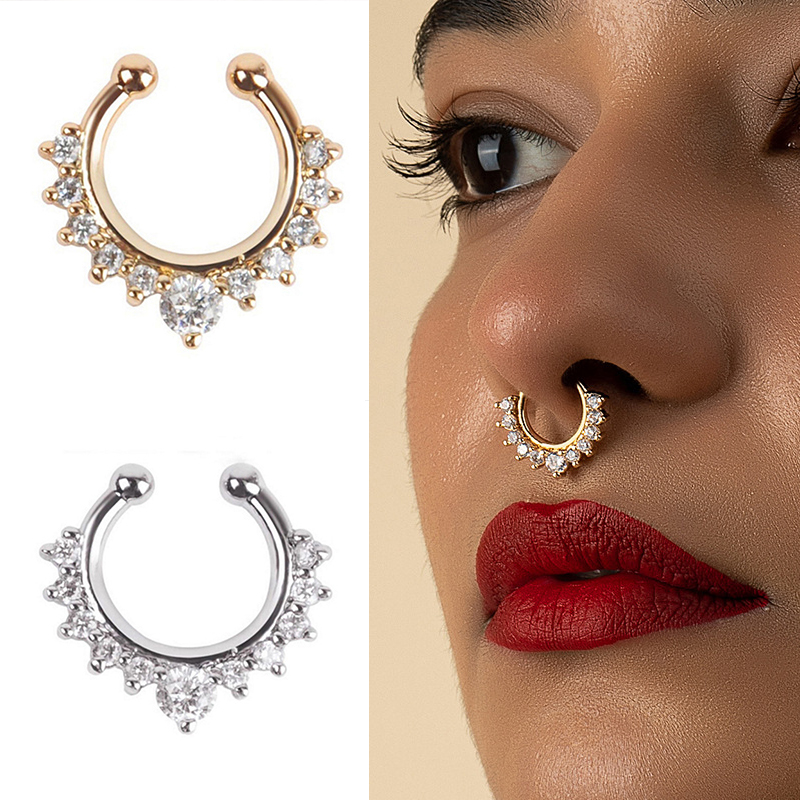 1ชิ้นที่หนีบจมูกรูปตัวยูห่วงจม - Body Jewelry And Earrings บทวิจารณ์และราคา