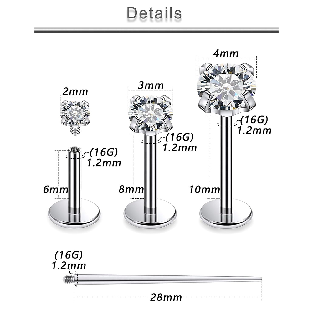 13 PCS Labret เจาะชุดเหล็กผ่าต - Body Jewelry Flat Back บทวิจารณ์และราคา