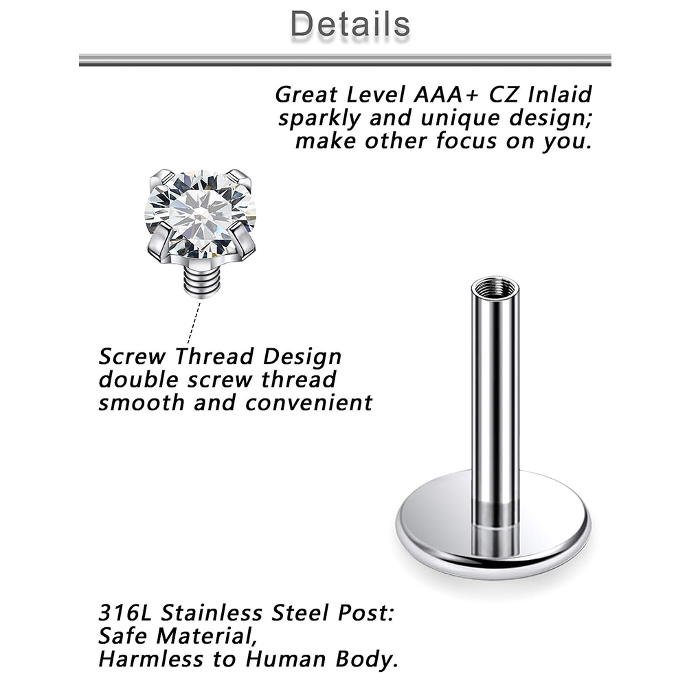 13 PCS Labret เจาะชุดเหล็กผ่าต - Body Jewelry Flat Back บทวิจารณ์และราคา