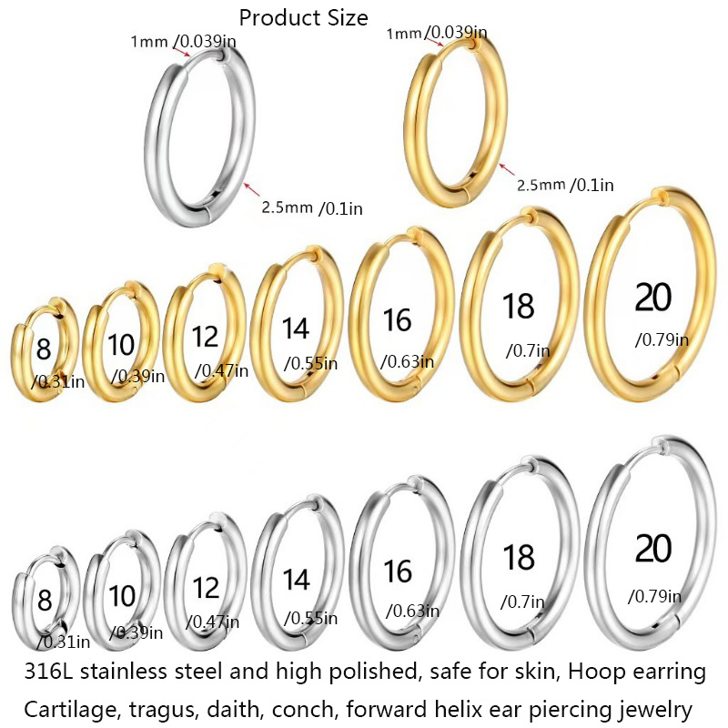 1 คู่ 316L สแตนเลสขนาดเล็ก Hoo - Conch Earring Hoop บทวิจารณ์และราคา