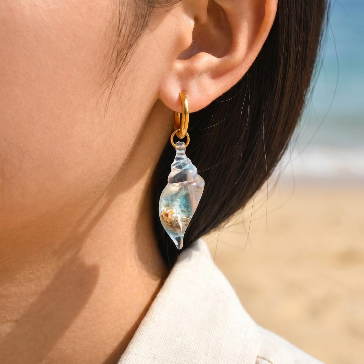 ต่างหูห่วงรูปเปลือกหอยสำหรับผู - Conch Earring Hoop บทวิจารณ์และราคา