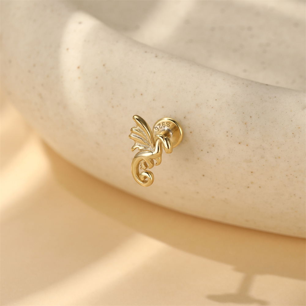 ต่างหูเงินแท้ 925 รูปมังกรบินป - Body Jewelry Internally Threaded บทวิจารณ์และราคา