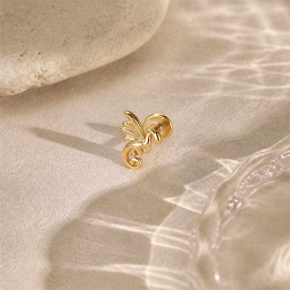 ต่างหูเงินแท้ 925 รูปมังกรบินป - Body Jewelry Internally Threaded บทวิจารณ์และราคา