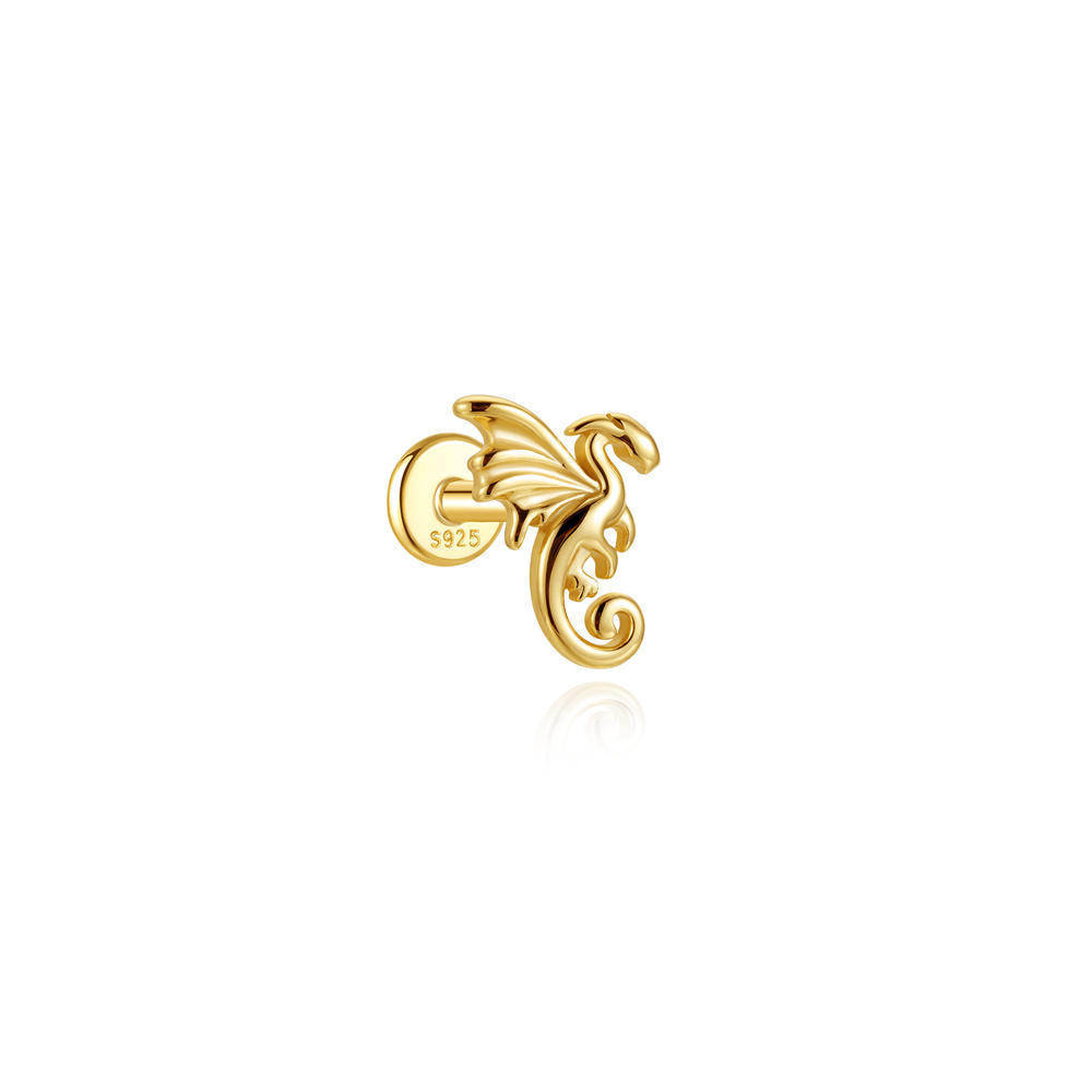 ต่างหูเงินแท้ 925 รูปมังกรบินป - Body Jewelry Internally Threaded บทวิจารณ์และราคา