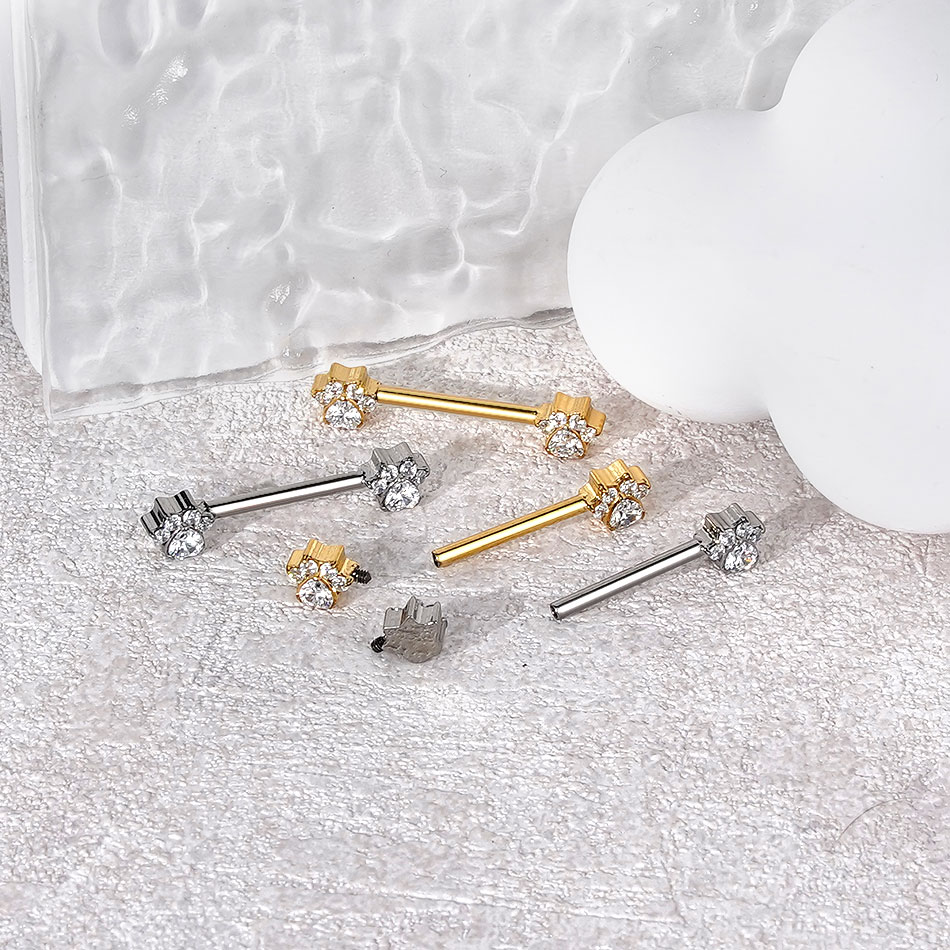 ต่างหูเจาะหัวนมไทเทเนียมรูปดอก - Body Jewelry Internally Threaded บทวิจารณ์และราคา