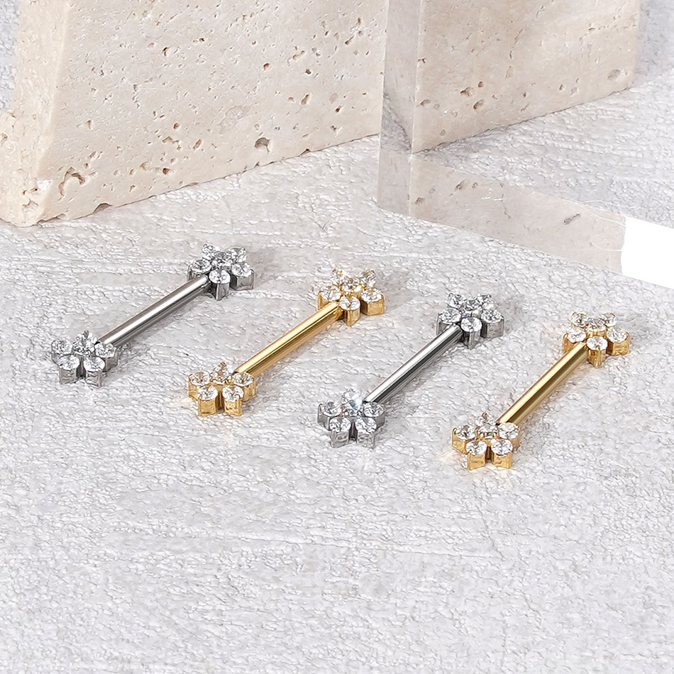 ต่างหูเจาะหัวนมไทเทเนียมรูปดอก - Body Jewelry Internally Threaded บทวิจารณ์และราคา