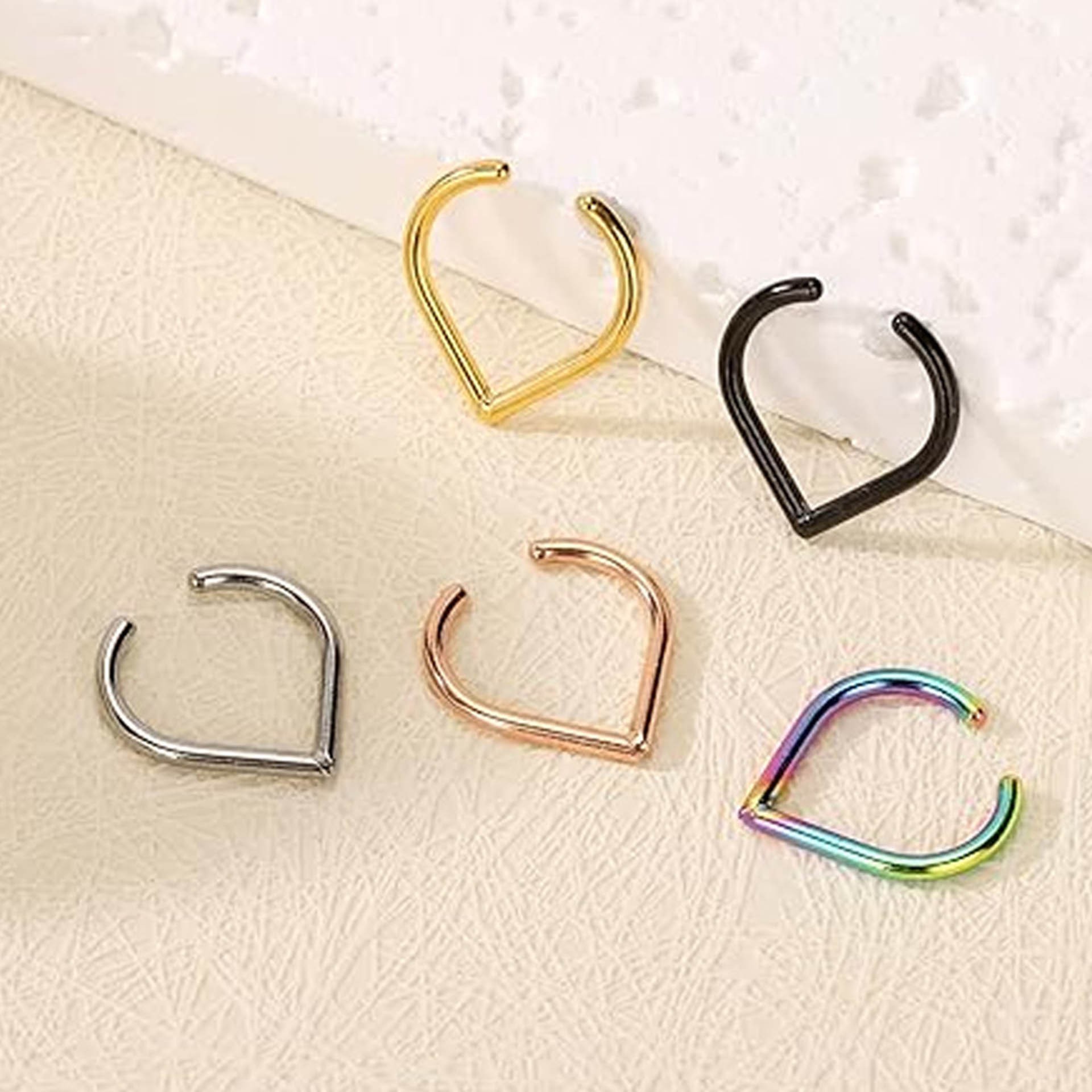 ชุดแหวนจมูกปลอมสแตนเลส 5 ชิ้น  - Body Jewelry And Earrings บทวิจารณ์และราคา