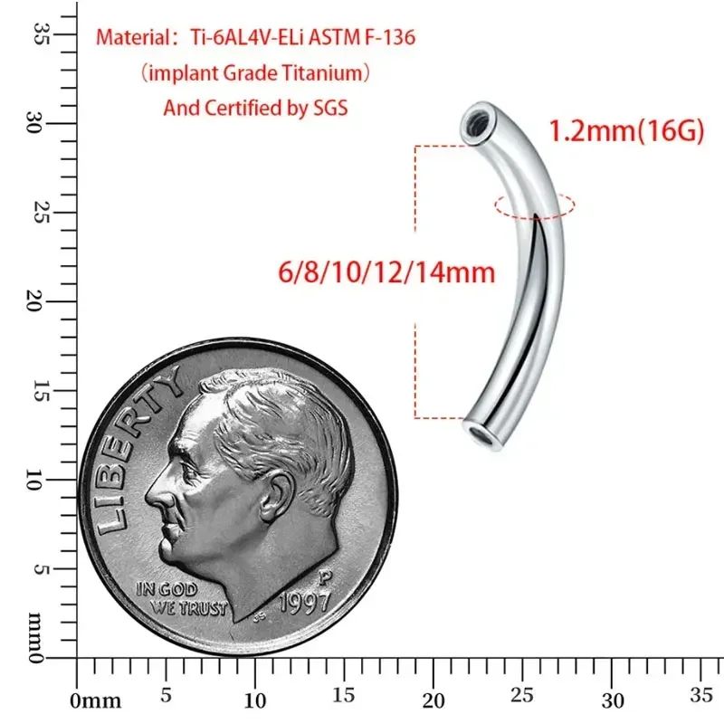 10 ชิ้น/ล็อต ASTM F136 ไทเทเนี - Body Jewelry Internally Threaded บทวิจารณ์และราคา