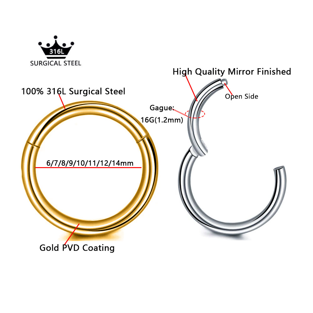 316L เหล็กผ่าตัด Clicker Segme - Conch Earring Hoop บทวิจารณ์และราคา