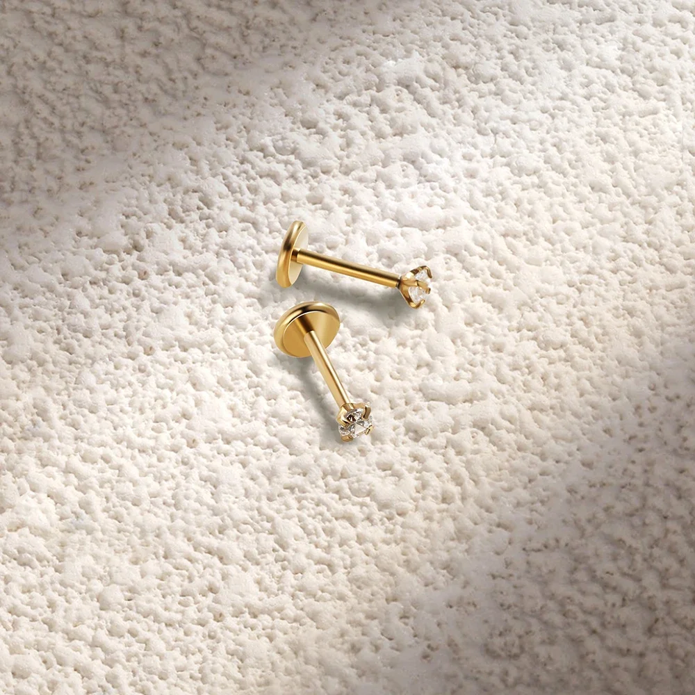 2/8PCS สแตนเลสสตีลต่างหูสตั๊ดจ - Body Jewelry Flat Back บทวิจารณ์และราคา