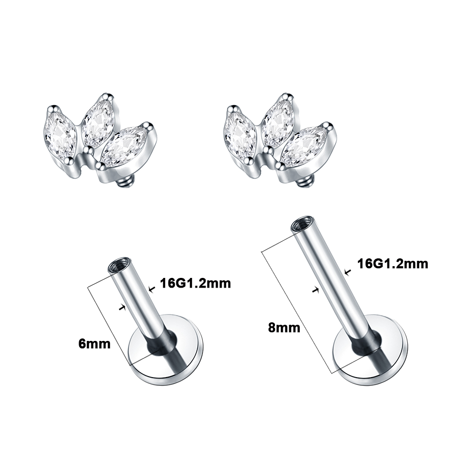 1 PC Labret Piercing ไทเทเนียม - Body Jewelry Internally Threaded บทวิจารณ์และราคา