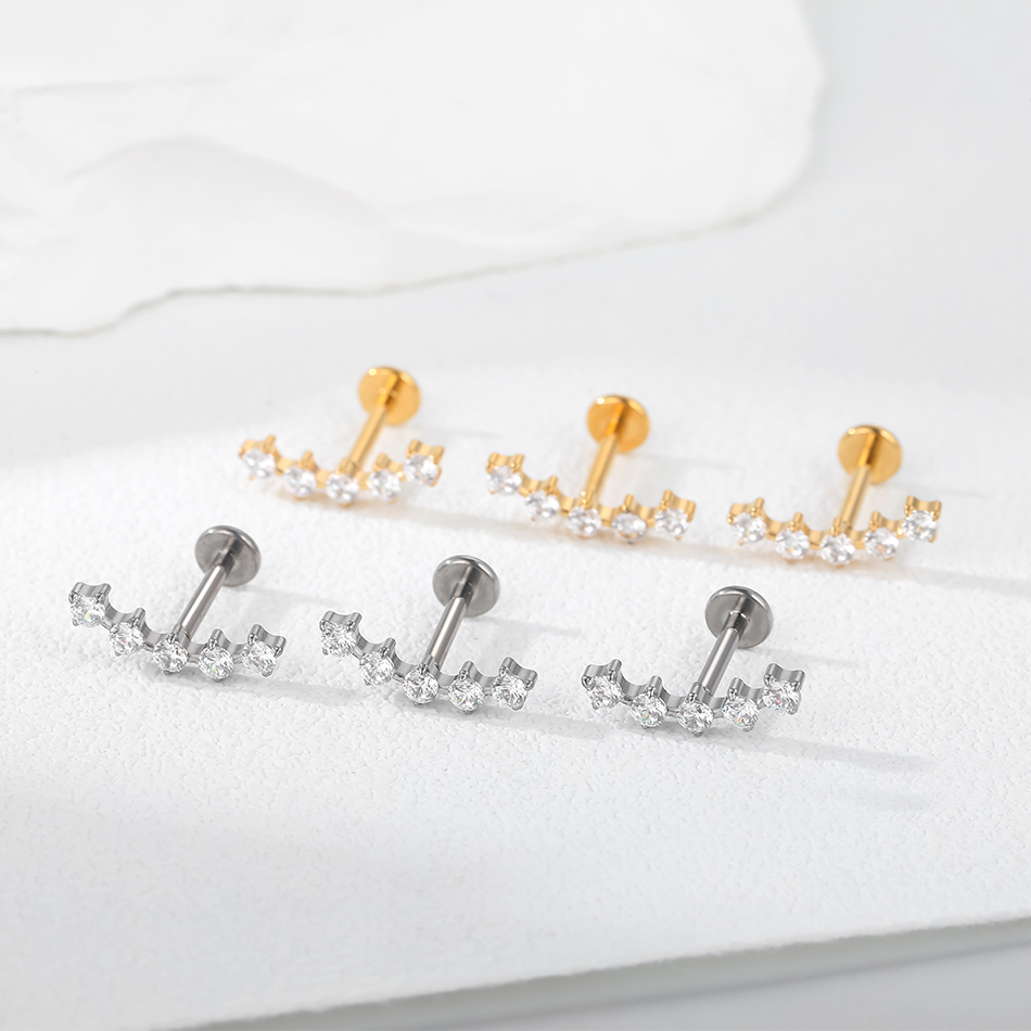 1ชิ้น G23ไทเทเนียม zircon ต่าง - Body Jewelry Internally Threaded บทวิจารณ์และราคา