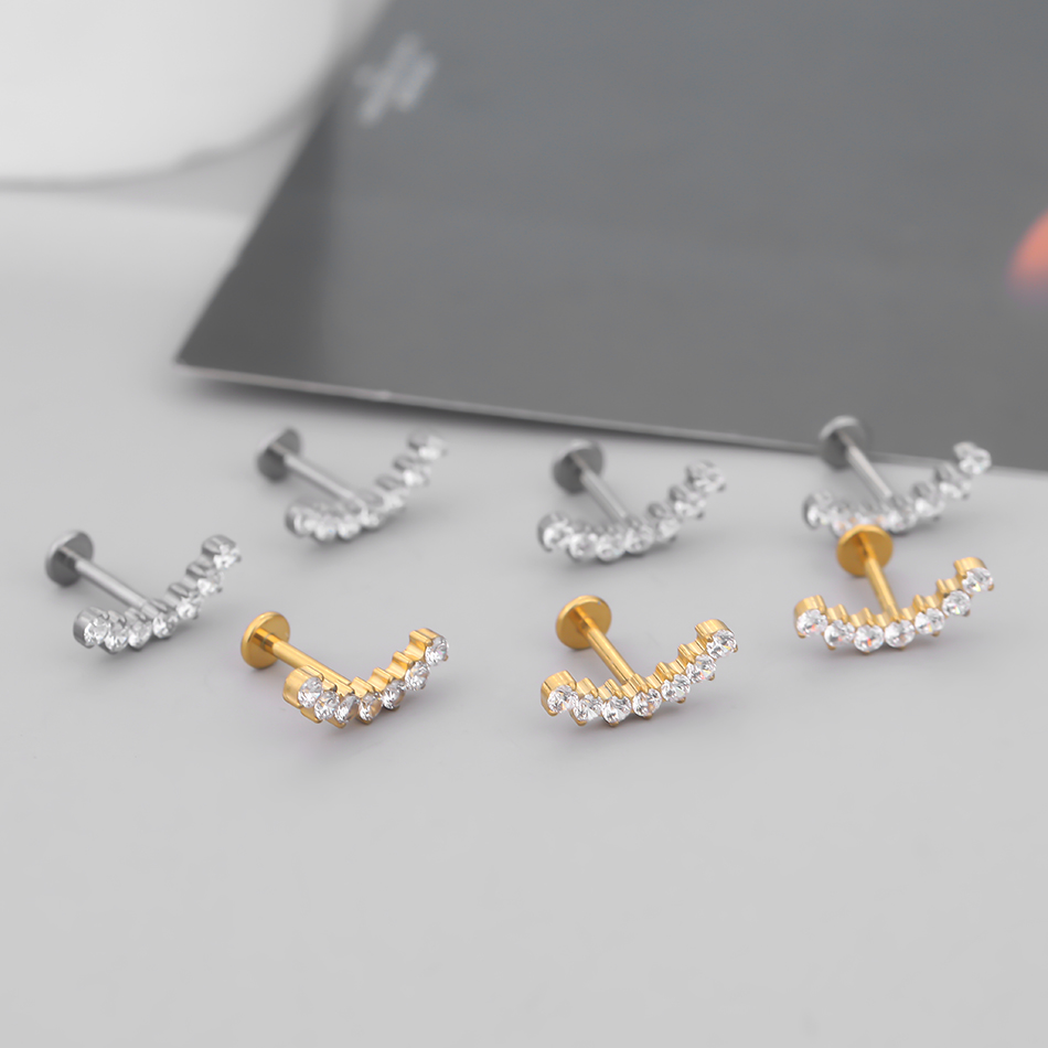 1ชิ้น G23ไทเทเนียม zircon ต่าง - Body Jewelry Internally Threaded บทวิจารณ์และราคา