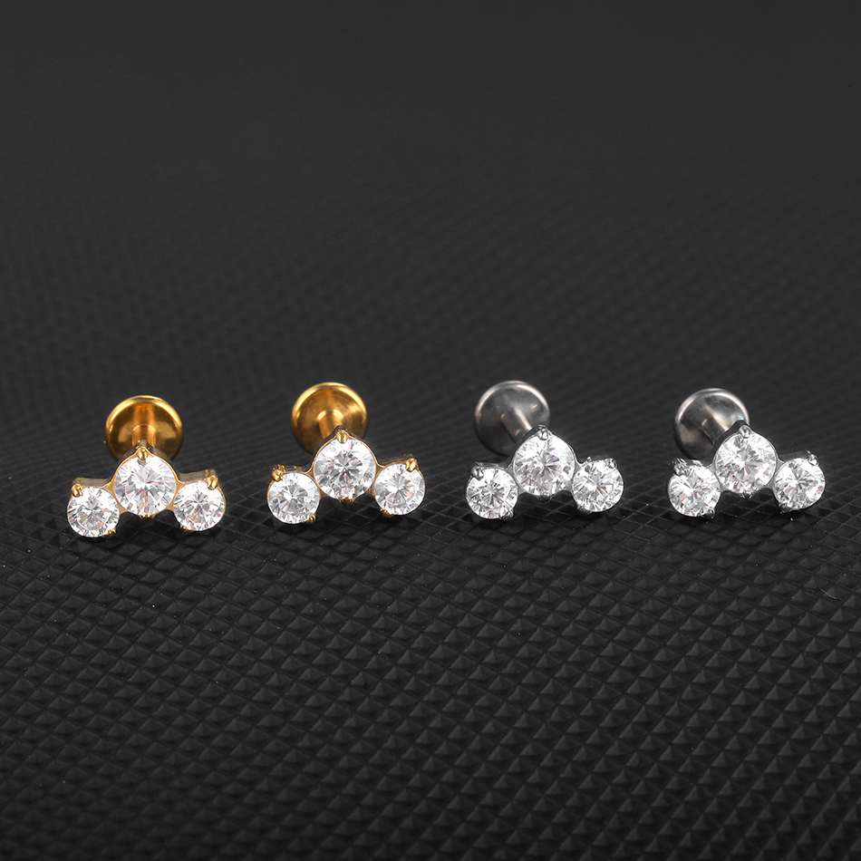 1ชิ้น G23ไทเทเนียม zircon ต่าง - Body Jewelry Internally Threaded บทวิจารณ์และราคา