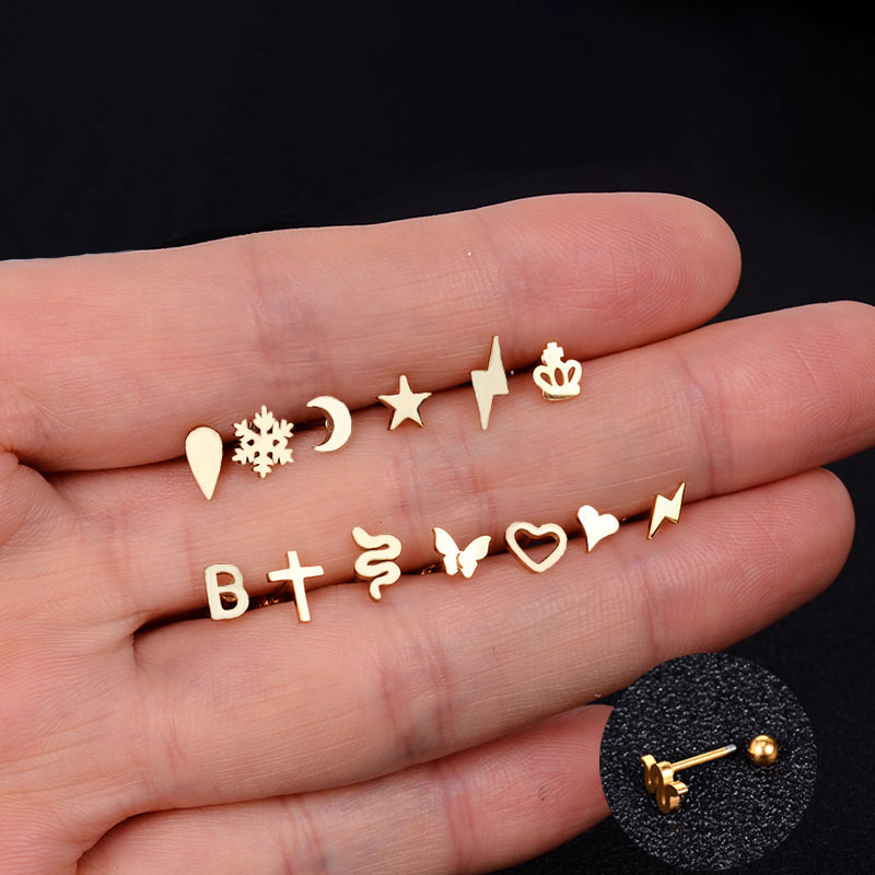 1PC สแตนเลสสตีลมินิ Studs ต่าง - Body Jewelry Flat Back บทวิจารณ์และราคา
