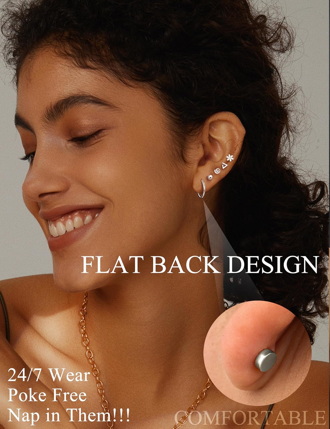 ต่างหูแบบแบน FASACCO 1 คู่ ทำจ - Body Jewelry Flat Back บทวิจารณ์และราคา